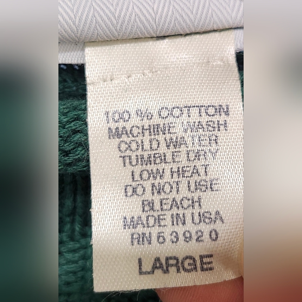 Vintage 1991 Plant Hollywood Vancouver green heavy knit sweater adult size Lar… - Picture 5 of 6